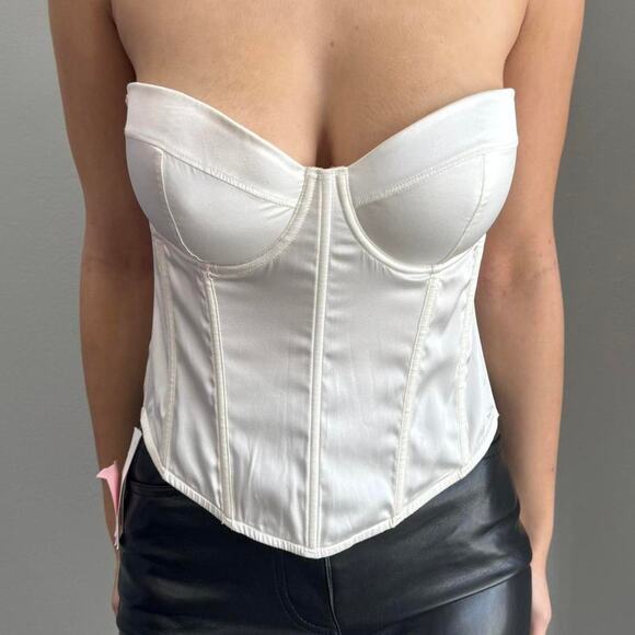 Fleur Du Mal Satin Hamptons Bustier in Ivory Coast - Picture 1 of 2